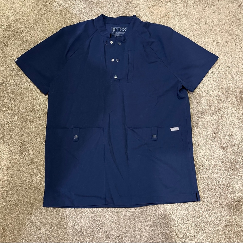 Figs Jedi Mandarin Scrub Top Button